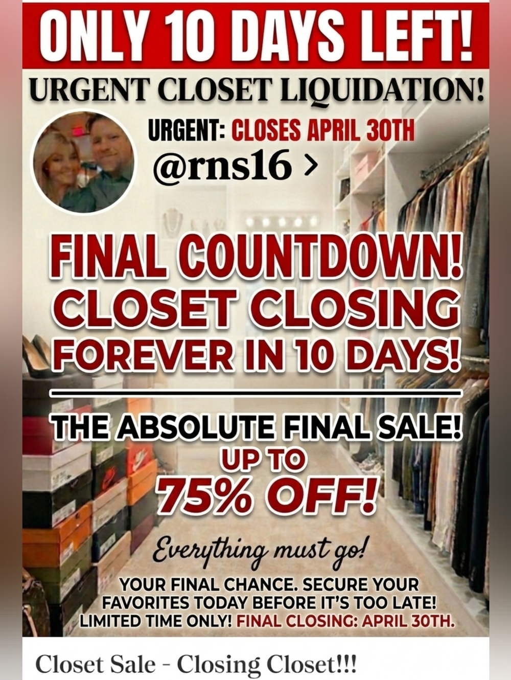 Closet Liquidation Final Countdown Graphic - Red & White